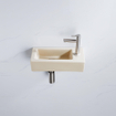 QeramiQ Fuente Ensemble lave-mains - 37.5x18.5x9cm - céramique - trou de robinetterie à droite - robinet de lave-mains inox brossé - bonde - siphon réduit - Beige mat SW1232750