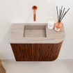 Mondiaz JOYA-DLUX Meuble de toilette 51,6cm - arrondi droit couleur Ruby - Vasque FAYE position Gauche Sans trou de robinet couleur Saba SW1425601