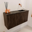 Mondiaz JOYA-DLUX 80cm toiletmeubel - kleur Walnut - Wastafel FAYE positie Rechts Zonder kraangat kleur Lava. SW1422427