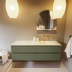 Mondiaz VICA-DLUX ensemble de meuble de salle de bain - 150cm - meuble sous-vasque armée - 4 tiroirs - lavabo encastré nuage droite - sans trous de robinet - version haute de 60cm - ostra SW1087068