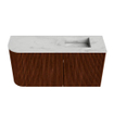 Mondiaz JOYA-DLUX Meuble de toilette 81,6cm - arrondi gauche couleur Ruby - Vasque FAYE position Droite Sans trou de robinet couleur Opalo. SW1423751