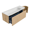 MONDIAZ KURVE-DLUX 125cm badmeubel met module 25 R kleur Oak met 1 lade en 1 deur. Wastafel BIG MEDIUM links zonder kraangat kleur Opalo. SW1137537