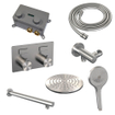 BRAUER Brushed Edition Douche de pluie thermostatique encastrée - boutons-poussoirs - SET 55 - pomme de douche 20 cm - bras mural droit - douchette 3 jets - flexible de douche - coude de raccordement mural - inox brossé PVD SW925483