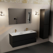 Mondiaz AIVY Ensemble de meuble - 120x45x50cm - 2 trous de robinet - 2 vasques talc Solid surface - Gauche et droite - 2 tiroirs - avec miroir - MDF Urban SW892346