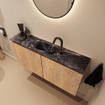 MONDIAZ TURE-DLUX 100cm toiletmeubel Washed Oak. EDEN wastafel Lava positie midden. Met 1 kraangat. SW1104101