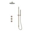 Fortifura Nebbio Regendoucheset - inbouwkraan - inbouwdeel - glijstang - doucheslang glad - staafhanddouche - 35cm wandarm - 30cm ronde hoofddouche - geborsteld messing PVD (goud) SW1237523