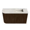 Mondiaz JOYA-DLUX 71.6cm toiletmeubel - ronding links kleur Walnut - Wastafel FAYE positie Rechts 1 kraangat kleur Ostra. SW1422630