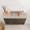 Mondiaz JOYA-DLUX Meuble de salle de bains - 60cm - couleur Shadow - Lavabo FAYE position Milieu 1 trou de robinet couleur Saba SW1425098