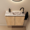MONDIAZ TURE-DLUX Meuble de toilettes 60 cm Washed Oak. Lavabo EDEN Glace position droite. Avec 1 trou de robinet. SW1103558