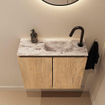 MONDIAZ TURE-DLUX Meuble toilette - 60cm - Washed Oak - EDEN - vasque Glace - position droite - 1 trou de robinet SW1103558