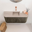 Mondiaz JOYA-DLUX 83.2cm toiletmeubel - ronding links en rechts kleur Shadow - Wastafel FAYE positie Midden Zonder kraangat kleur Saba. SW1425157