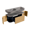 MONDIAZ THOR-DLUX Meuble de salle de bains 120cm arrondi gauche + droite couleur Oak avec 1 tiroir et 2 portes. Vasque suspendue CLOUD Double sans trou de robinet couleur Sombra. SW1463660