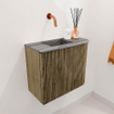 Mondiaz JOYA-DLUX Meuble de toilette 51,6cm - arrondi droit couleur Dusk - Vasque FAYE position Gauche Sans trou de robinet couleur Sombra. SW1426150