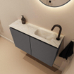 MONDIAZ TURE-DLUX Meuble WC 80 cm Dark Grey. Lavabo EDEN Ostra position droite. Avec 1 trou de robinet. SW1104807
