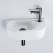 Fugaflow Efficiente Pietra Ensemble lave-mains - 40x21.5x12cm - droite - lisse - demi-ronde - 1 trou de robinet - céramique - robinet lave-mains gunmetal - bouchon de vidage - siphon abaissé - blanc mat SW1442362