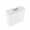 MONDIAZ TURE-DLUX Meuble toilette - 60cm - Talc - EDEN - vasque Ostra - position centrale - 1 trou de robinet SW1104647