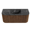 MONDIAZ KURVE-DLUX 110cm Meuble salle de bain avec module 25 G et D - couleur Walnut - 1 tiroir - 2 portes - vasque CLOUD centre - 1 trou de robinet - couleur Lava SW1137217