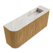 Mondiaz JOYA-DLUX 91.6cm toiletmeubel - ronding links kleur Oak - Wastafel FAYE positie Rechts Zonder kraangat kleur Frappe. SW1421946