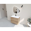 HR Infinity XXL 3d meuble de salle de bain ensemble 80 cm 1 vasque céramique fine blanc mat 1 trou pour robinet 2 tiroirs chêne français SW863463