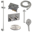 BRAUER Brushed Edition Douche de pluie thermostatique encastrée - boutons-poussoirs - SET 71 - pomme de douche 20cm - bras de plafond - douchette 3 jets - flexible de douche - barre de douche intégrée - Inox brossé PVD SW925498