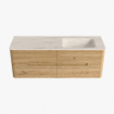 Mondiaz CIRO-DLUX Badkamermeubelset - 140x45x50cm - Solid surface wastafel Meli - 1 wasbak Rechts - zonder kraangaten - 4 lades - Oak SW1531423