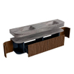 MONDIAZ THOR-DLUX 190cm badmeubel ronding links + rechts kleur Walnut met 2 lades en 2 deuren. Vrijhangende wastafel CLOUD Dubbel 2 kraangaten kleur Oza. SW1466821