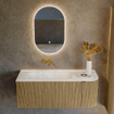 Mondiaz KURVE-DLUX Ensemble meuble de salle de bains - 115x46x40cm - 1 tiroir - 1 porte - lavabo solid surface - gauche - sans trou de robinet - Dusk SW1415065