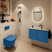 MONDIAZ TURE-DLUX Meuble toilette - 80cm - Jeans - EDEN - vasque Ostra - position centrale - 1 trou de robinet SW1104867