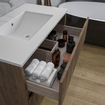 Adema Chaci Ensemble de meuble - 80x46x55cm - 1 vasque en céramique blanche - sans trou de robinet - 2 tiroirs - armoire de toilette - Noyer SW856545