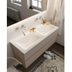 MONDIAZ VICA Ensemble de meuble salle de bain - 120cm - 2 tiroirs - lavabo Cloud double - 0 trous de robinet - solid surface smoke SW411408