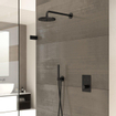 Hotbath Cobber IBS23 Ensemble de douche de pluie encastré - bras mural 35cm - tête de douche ronde 20cm - douchette barre - nickel brossé SW230011