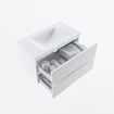 MONDIAZ VICA meuble sous lavabo 80cm Talc 2 tiroirs. Lavabo CLOUD centre 1 trou de robinet, couleur Talc. SW1381794