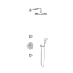 Hotbath Buddy IBS1 Ensemble de douche pluie - 2 robinets d'arrêt - bras mural 35 cm - tête de douche ronde 25 cm - douchette 3 jets - chrome SW18228