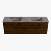 Mondiaz CIRO-DLUX Badkamermeubelset - 160x45x50cm - Solid surface wastafel Oza - 2 wasbak Dubbel - zonder kraangaten - 4 lades - Walnut SW1530638