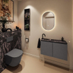 MONDIAZ TURE-DLUX 80cm toiletmeubel Dark Grey. EDEN wastafel Lava positie links. Met 1 kraangat. SW1103749