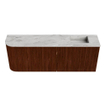 Mondiaz JOYA-DLUX Meuble de salle de bains 111,6cm - arrondi gauche couleur Ruby - Vasque FAYE position droite sans trou de robinet couleur Glace SW1423582