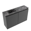 MONDIAZ TURE-DLUX 80cm toiletmeubel Dark Grey. EDEN wastafel Lava positie links. Zonder kraangat. SW1103765