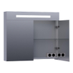 BRAUER Double Face Armoire de toilette 80x70cm éclairage intégré rectangulaire 2 portes pivotantes MDF Gris mat SW371691