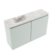 MONDIAZ TURE-DLUX Meuble toilette - 80cm - Greey - EDEN - vasque Glace - position gauche - sans trou de robinet SW1103291