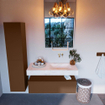 Mondiaz ALAN-DLUX Ensemble de meuble - 110cm - meuble Rust mat - 1 tiroir - Lavabo Cloud Ostra suspendu - vasque Droite - 0 trous de robinet SW807680