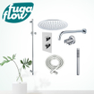 FugaFlow Eccelente Sobrado Ensemble de douche pluie encastrable - thermostatique - bras mural - barre curseur - pommeau 25cm - douchette stick - Chrome SW1124106