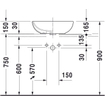 Duravit Foster opbouw wastafel met overloop 49.5x35cm met Wondergliss wit 0290467