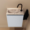 MONDIAZ TURE-DLUX Meuble toilette - 40cm - Clay - EDEN - vasque Glace - position gauche - 1 trou de robinet SW1103197