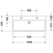 Duravit Vero lavabo rectifié avec 2 trous de robinet avec trop-plein 100x47cm incl. fixation blanc 0290118