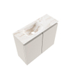 MONDIAZ TURE-DLUX Meuble de WC 60cm Linen. EDEN lavabo Frappe position gauche. Sans trou de robinet. SW1102851