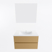 Mondiaz VICA ensemble de meuble de salle de bain - 80cm - meuble sous-vasque oro - 2 tiroirs - lavabo denia milieu - 1 trou de robinet - couleur Blanc Brillant - miroir LED - version XL 60cm haut SW1091994