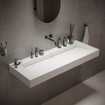 Ideavit Solidsquare B 10 Lavabo 120x46x10cm 0 trous de robinet Solid surface blanc mat SW97029