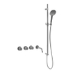 Fortifura Nebbio Ensemble combiné bain - mitigeur thermostatique - barre de glissement - coude mural intégré - flexible de douche lisse - douchette ronde - bec - inox brossé SW1238005
