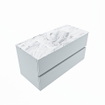 Mondiaz VICA-DLUX Ensemble de meuble de salle de bain - 100cm - meuble sous-vasque argile - 2 tiroirs - lavabo encastré nuage milieu - sans trous de robinet - version haute 60cm - glace SW1088151