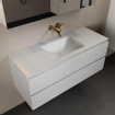 Mondiaz AIVY Ensemble de meuble - 120x45x50cm - 0 trous de robinet - 1 vasque Talc Solid surface - Centre - 2 tiroirs - avec miroir - MDF Talc SW892426
